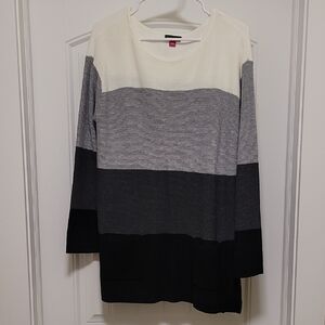 Vince Camuto Women's Color Block Tunic Sweater In Charcoal Colorblock